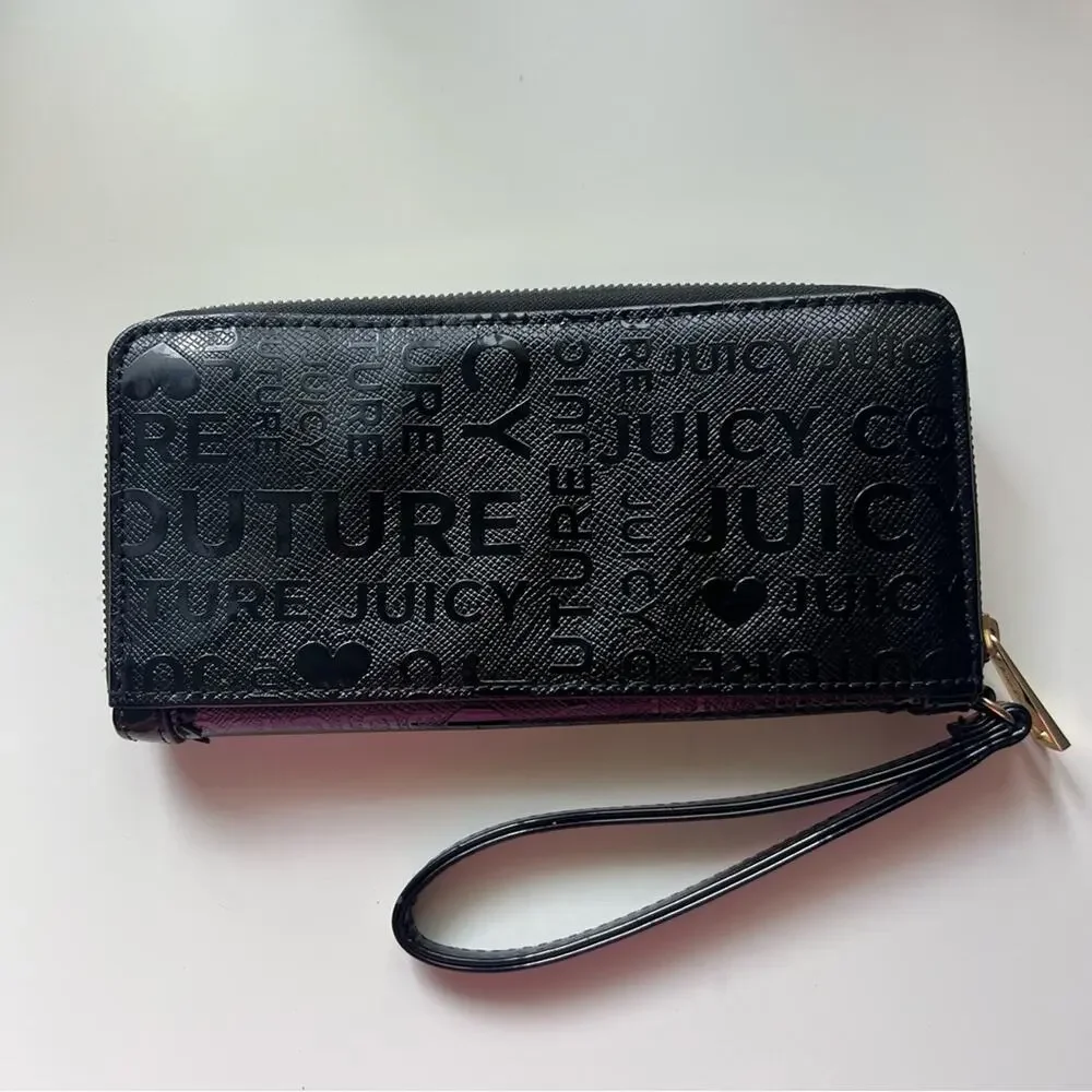 Juicy Couture Embossed Logo Wristlet Wallet Black - Picture 2 of 5